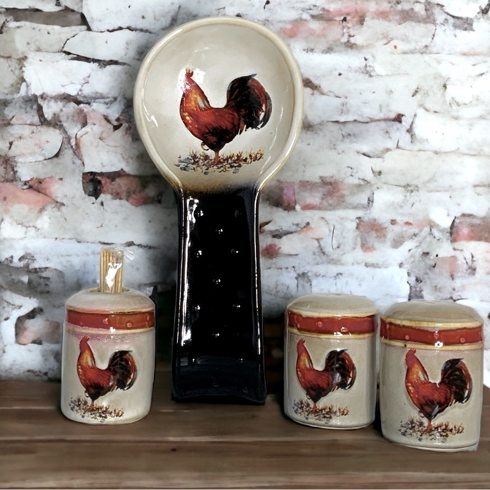 Rooster Kitchen Ceramic Artisan Accessories Functional Art Rustic Farmhouse Set - Picture 15 of 15